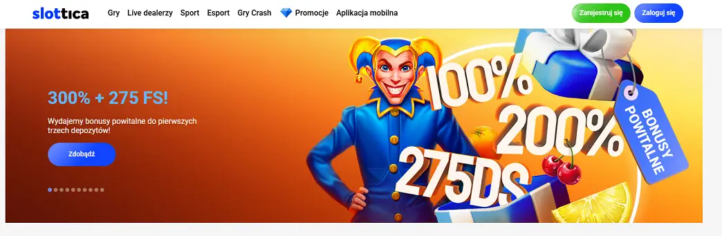 Menu główne Slottica Casino