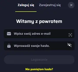 Menu logowania Bdmbet Casino