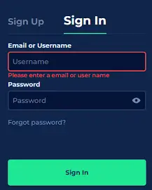 Menu logowania Lucky Bird Casino